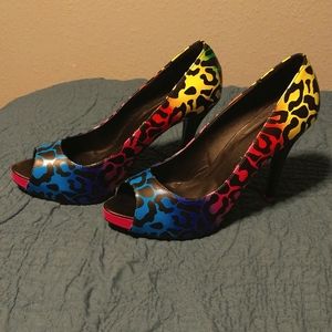 Torrid rainbow leopard print stilettos